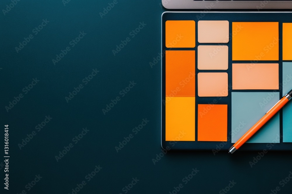 Poster Minimalist Digital Productivity Planner Gen Z Workflow Optimization with Geometric Color-Blocked UI Design for Next-Gen Professional Efficiency