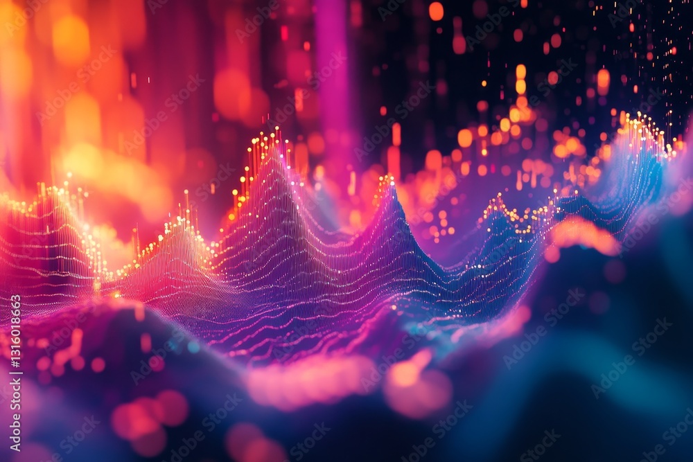 Poster this captivating image showcases vibrant abstract waves of light and color, enhanced by glowing part