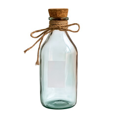 Glass Bottle with Cork Stopper and Jute Twine Decoration Isolated