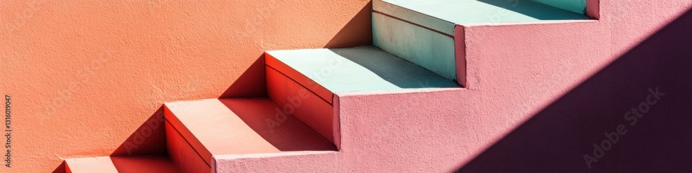Leinwandbilder minimalist architectural steps geometric color-block design showcasing spatial innovation in contemp