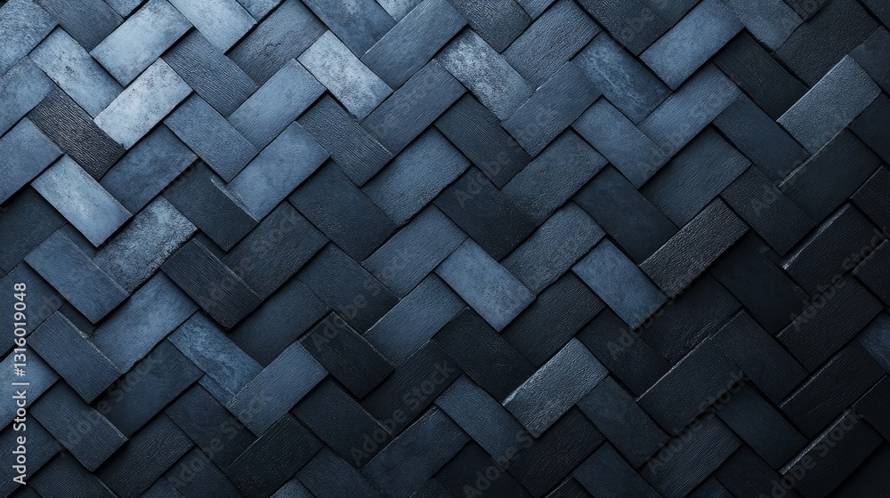 Poster this image features a dark textured wall made of interwoven grey and black tiles, creating a modern 