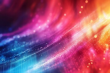 Obraz premium This colorful abstract design features vibrant waves and shimmering light particles, creating a stunning visual effect that evokes energy and creativity.