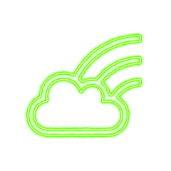 Icon cloud rainbow from the flow of energy of green color. Shimmering neon