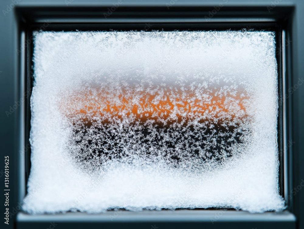 Aufkleber frosty aesthetic minimalism ethereal winter window frost texture with gradient abstract landscape - 