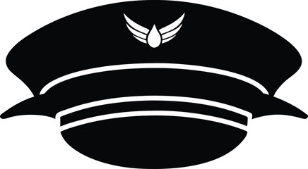 Pilot Hat,Pilot Hat black  silhouette  vector