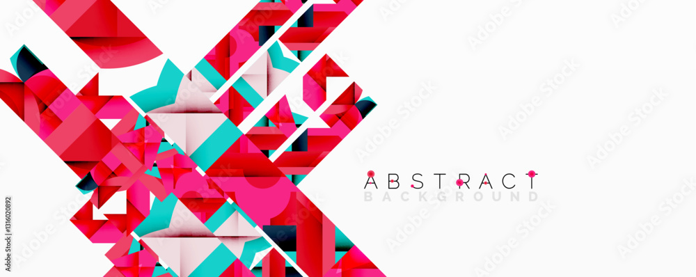 Aufkleber Abstract geometric composition with interlocking circular and angular shapes, featuring smooth gradients and sharp contrasts on a white background