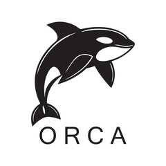 Simple black orca whale animal template logo creative design