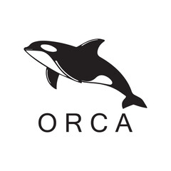 Simple black orca whale animal template logo creative design