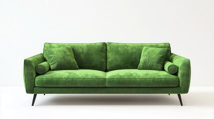 Fototapeta premium Green sofa and decor in living room on white background- 3D rendering