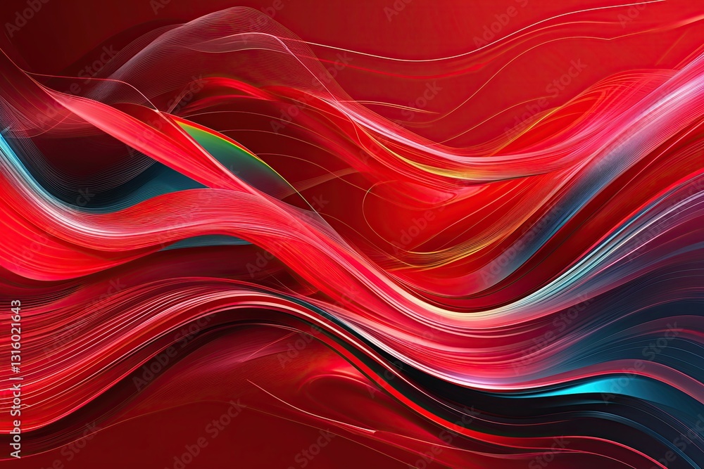 Aufkleber vibrant abstract red background with fluid lines and colorful visual effects