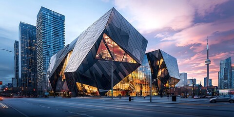 Architectural Marvel, The Royal Ontario Museum's Crystal at Dusk in Toronto