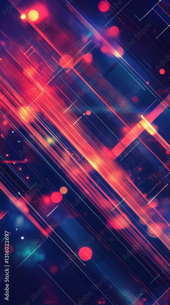Poster this abstract digital background features vibrant colors and structured patterns, perfect for modern