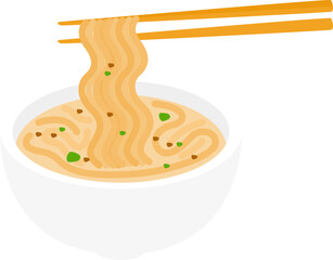 Illustration of Noodles Ramen in a Bowl