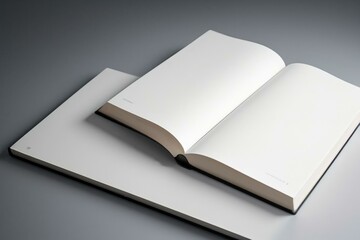 Blank hardcover book mockup. isolated on white background. Flat lay view. It can be used for promo, catalogs, brochures, magazines, etc. Ready for your design, book with white blank cover isolated.