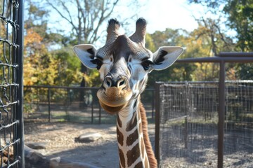 Giraffe tilting its head slightly to the side.