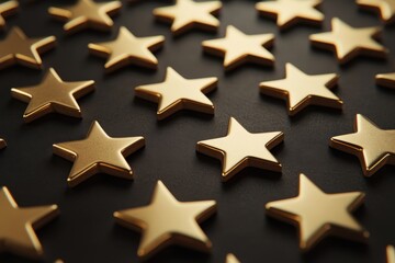 Fototapeta premium Golden star rating symbols for evaluating service quality and product excellence, perfect for customer feedback and review sites, highlighting superior performance and satisfaction