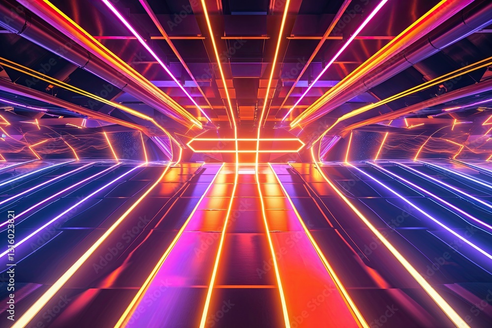 Aufkleber dynamic abstract light grid pattern featuring radiant rays and illuminated beams
