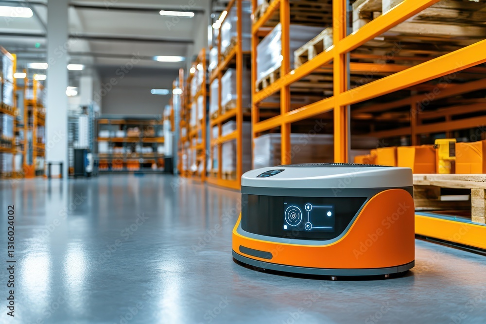 Poster warehouse prioritizes robotic safety with ai predictive analytics.