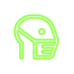 Icon head side mask from the flow of energy of green color. Shimmering neon