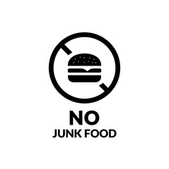 Fototapeta premium No fast food allowed symbol. No food or drink allowed sign. No Fast Food. No Junk food sign.