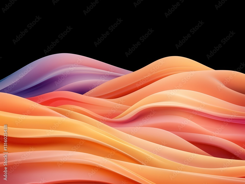 Aufkleber abstract colorful waves flowing in a gradient pattern against a black background
