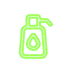 Icon pump soap from the flow of energy of green color. Shimmering neon