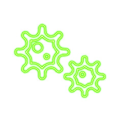 Icon viruses from the flow of energy of green color. Shimmering neon