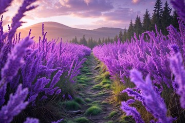 Obraz premium Vibrant Purple Nature Arrows Landscape for Contemporary Presentations