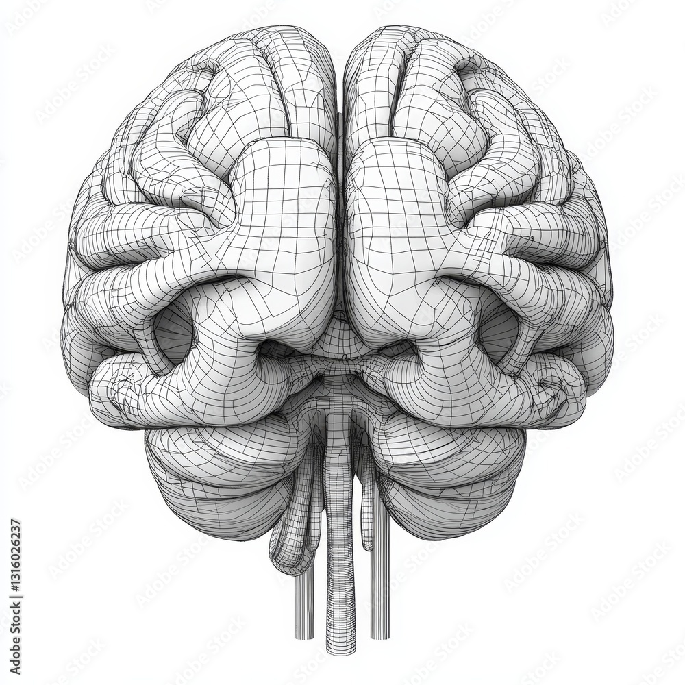 Poster a digital representation of the brain's neural network is depicted in a futuristic, polygon-based ar