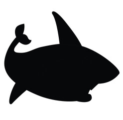 Cute cartoon hand drawn vector Shark silhouette.