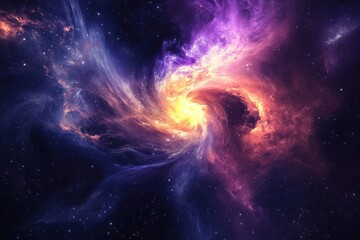 Obraz premium Galactic vortex swirl featuring ethereal nebula energy and surreal starry cosmos, a deep space abstraction for science fiction enthusiasts and digital art lovers alike