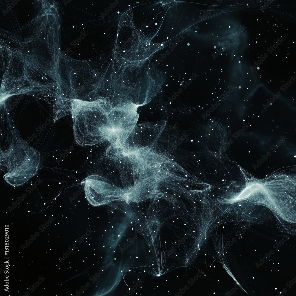 Poster this captivating abstract image features ethereal light patterns swirling gracefully against a dark 