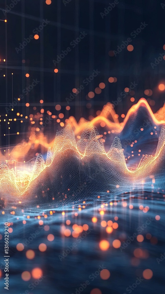Poster stunning digital visualization of abstract networks and data flow