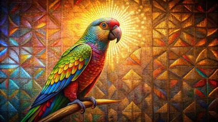 Obraz premium Vibrant Parrot on Ornate Golden Background A Majestic Avian Portrait in Rich Jewel Tones