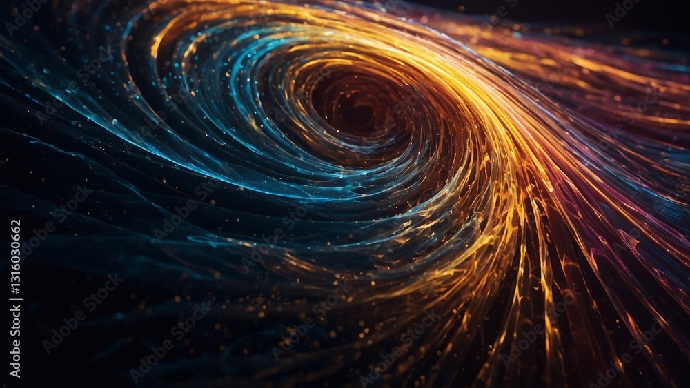 Poster abstract light wave: dynamic colorful particle swirl