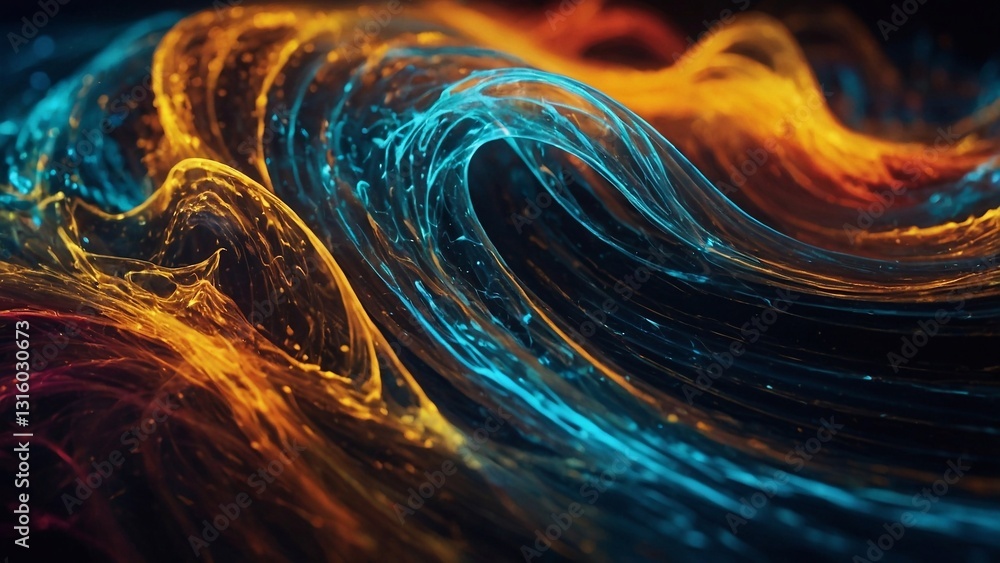 Poster abstract light wave: dynamic colorful particle swirl
