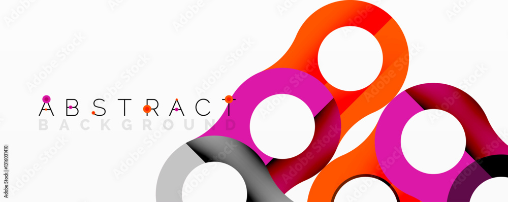 Poster Abstract geometric pattern with interlocking circular and tubular shapes featuring smooth gradients, sharp contrasts, and dynamic layering