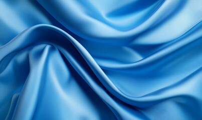 Smooth, flowing blue silk fabric drapes