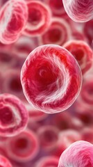 Microscopic View of Vibrant Red Blood Cells Flowing in a Vein Medical Illustration of Erythrocytes