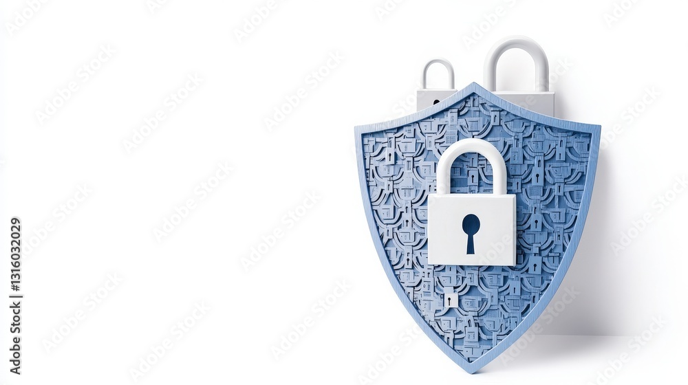 Poster secure data protection digital shield with padlocks
