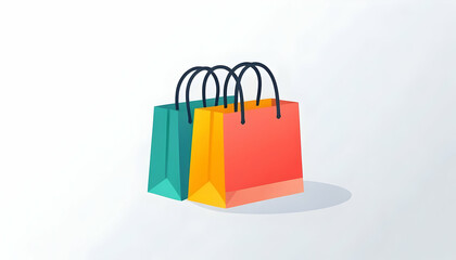 Colorful Shopping Bags with Handles on a Light Background
