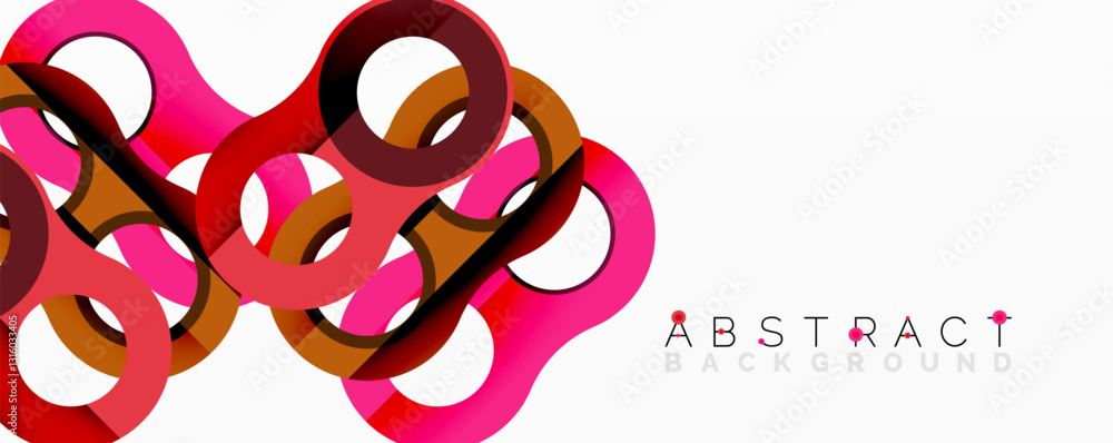Aufkleber Abstract circle element composition with overlapping circular and tubular shapes featuring smooth gradients, transparency effects, and dynamic layering