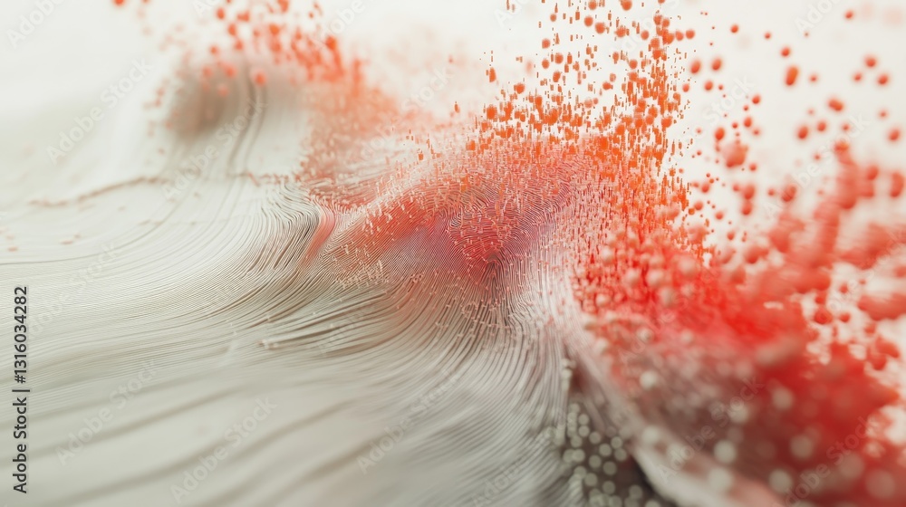 Poster the image is a blurry, abstract representation of a wave with red