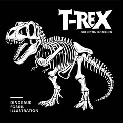 Obraz premium T-Rex Skeleton Roaring Dinosaur Fossil Illustration