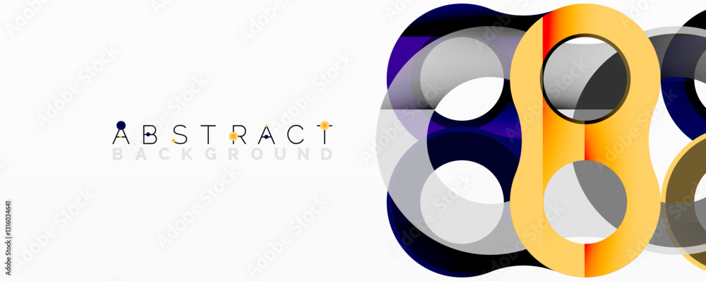 Fototapete Abstract geometric pattern with interlocking circular and tubular shapes featuring smooth gradients, sharp contrasts, and dynamic layering