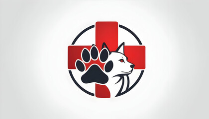 Obraz premium Veterinary Logo Design Featuring Dog and Cross Symbol