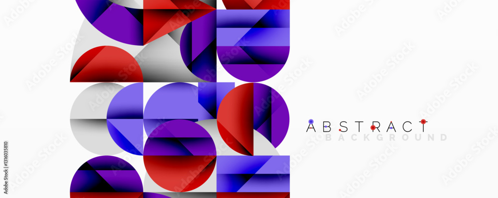 Aufkleber Modern abstract composition with layered circles and angular segments featuring gradients, transparency effects, and a structured geometric layout