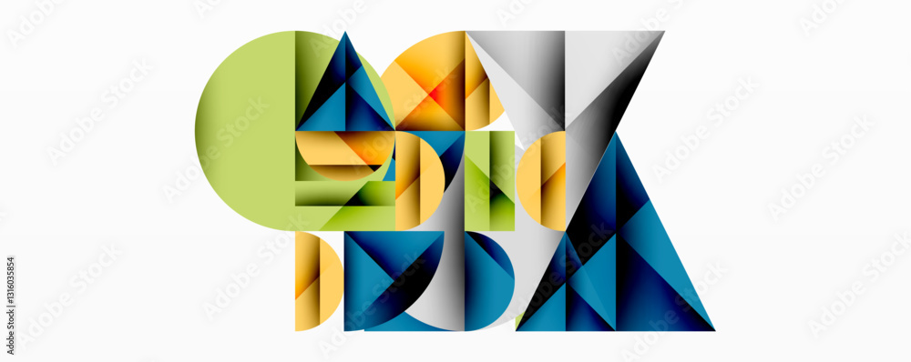 Aufkleber Modern abstract composition with layered circles and angular segments featuring gradients, transparency effects, and a structured geometric layout