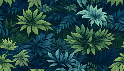 Fototapeta premium Lush Green Tropical Foliage Pattern for Nature and Design Projects