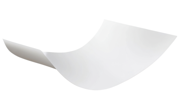 curled edge white paper isolated on white background